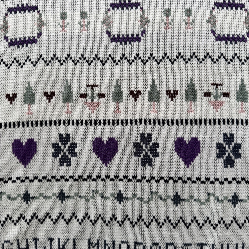 Vintage alphabet White and Purple Patterned Sweater teacher small - Picture 8 of 12
